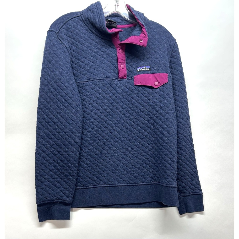 Patagonia Women's Medium Blue Organic Cotton Quilt 1/2 Snap-T Pullover (R2)